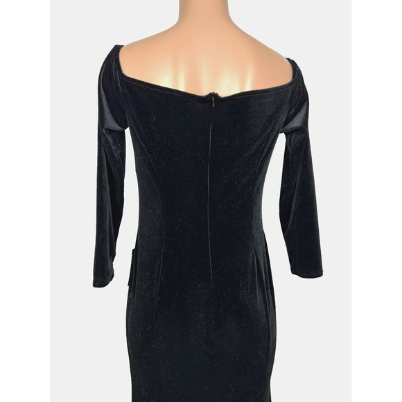 TTY Bridal Women's Size 8 Black Off The Shoulder Velvet Mermaid Evening Gown - Picture 8 of 16